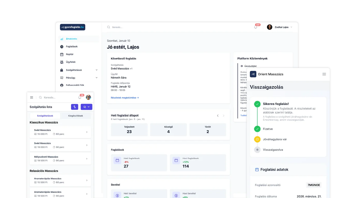 Gyorsfoglalás Platform Felület